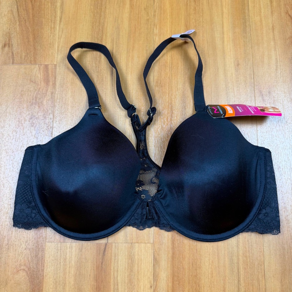 Maidenform Womens Racerback SmartZone Underwire Front Close Bra Black 36D 07112